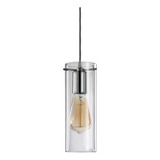 Colgante 1 Luz Cromo Deco Apto Led Cilindro Transparente 