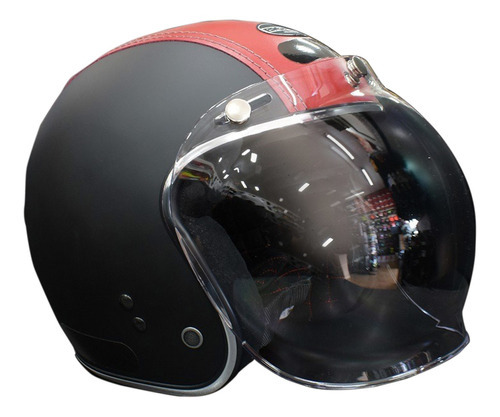 Capacete Aberto Bieffe B45 Revestido Couro Preto Vermelho Cor Preto/vermelho Tamanho Do Capacete 61