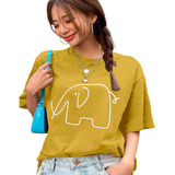 Camiseta  Modas Gringa Estampada Blogueira Elefante Feminina