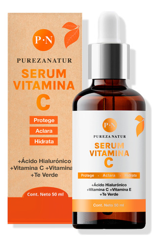 Pureza Natur Serum Vitamina C Y Acido Hialuronico Y Vitamina E Y Té Verde Antiedad E Hidratante Para Tipo De Piel 50ml