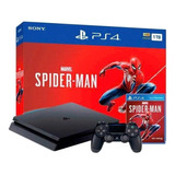 Sony Playstation 4 Slim 1tb Marvel's Spider-man Bundle Cor  Preto Onyx