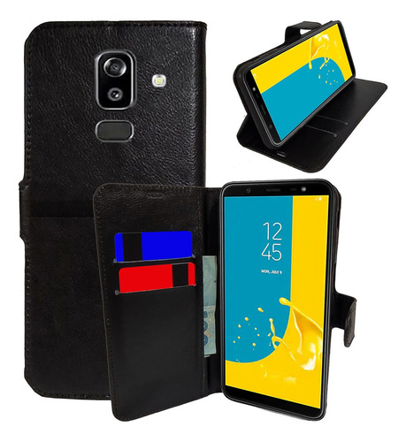 Capa Para Galaxy J8 Capinha Couro + Pvidro