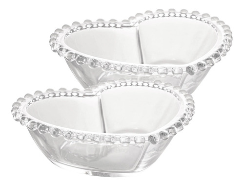 Conjunto 2 Bowls De Cristal Coração Pearl 15x13x5cm Wolff