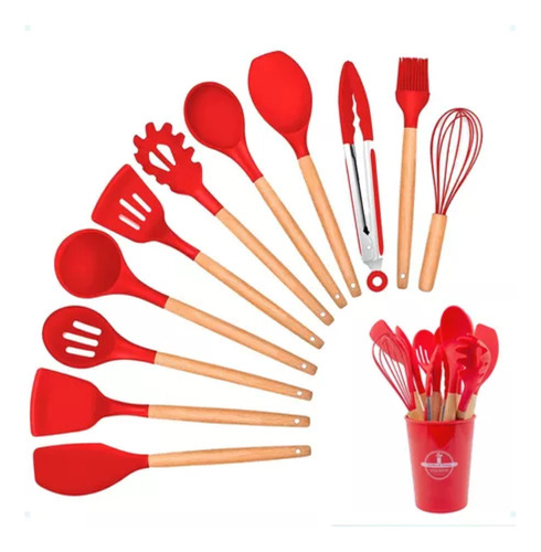 Conjunto De Utensílios Cozinha C/10 Peças Silicone Colorido