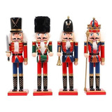 4 Marionetas De Soldado Cascanueces Navideñas. Adornos Pará Color 4 Pcs