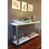 Arrime Bar 120x35cm.  Marmol Blanco Carrara Hierro Pintado