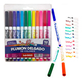 Plumones Delgados Lavables Indra Colores Punto Fino 12pzs