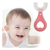 Escova De Dentes Infantil De Silicone Formato Em U 360º Grau Cor Rosa 2 A 6 Anos