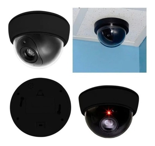 Cámara Seguridad Falsa Dummy Cam Simulación Luz Led Color Negro