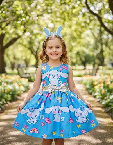 Vestidos Disfraz Bebé Niña Cinamorol Orejas Hello Kitty Gatita Fiesta Cumpleaños Estampado | Envío gratis