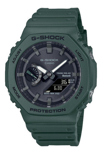 Reloj Casio Ga-b2100-3a Gshock Bluetooth Tough Solar Color De La Malla Verde Color Del Fondo Negro