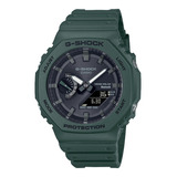 Reloj Casio Ga-b2100-3a Gshock Bluetooth Tough Solar Color De La Malla Verde Color Del Fondo Negro