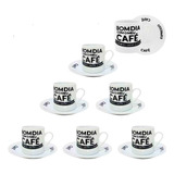 6 Xicaras Cozinha De Porcelana Para Café Chá Bom Dia 80 Ml 