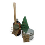 Kit Vela Soja Aromatica Lata Arbolito Jabon Navidad Difusor