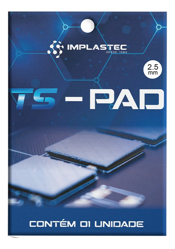 Thermal Pad Térmico Implastec Ts Pad 2.5mm X 100 X 100 Mm Cor Azul