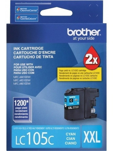 Cartucho Brother Lc105c Lc 105 Lc-105 Xxl Cyan Original
