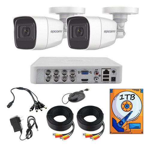 Kit Circuito Cerrado 8ch 2 1080p Epcom Audio Metal 1tb