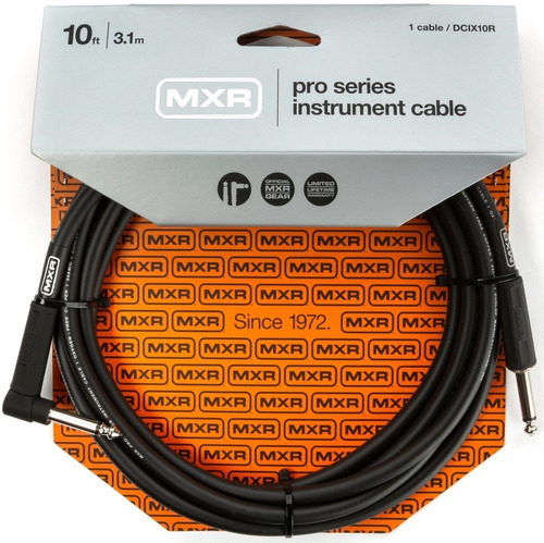 Cable Guitarra Mxr Dcix10r Angulo 3 Mts Pro Series Color Negro