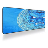 Mousepad Gamer Xxl Diseño Dragón Chino Azul 90x40.