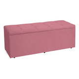 Calçadeira Recamier Baú King 1,95m Roma Suede Rosa Pallazio