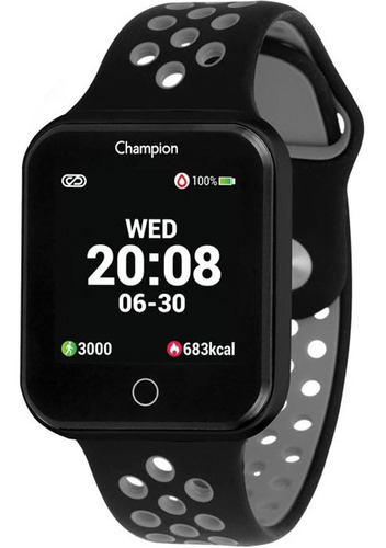 Relógio Champion Smartwatch Bluetooth 4.0 Preto Preta/cinza