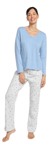 Pijama Longo Feminino 100% Algodão Hering - Flores