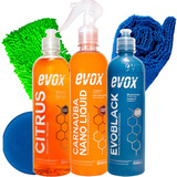 Kit Limpeza Automotiva Shampoo Pretrinho Cera Evox + Brinde