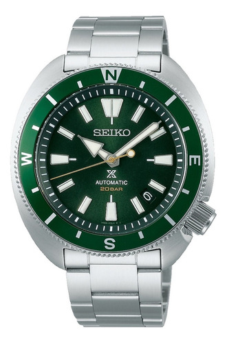 Correa De Reloj Automática Seiko Srph15k1 Prospex, Verde Tortuga, Color Plateado