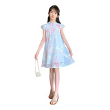 Vestido Infantil Sakura Azul Bebê