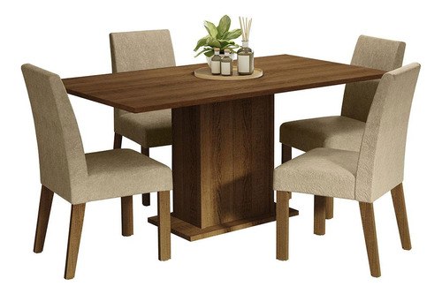 Juego Comedor Mesa Tablero Madera 4 Sillas Keila Madesa M/i