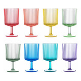 Juego De 8 Vasos De Acrílico Apilables Colores Varios