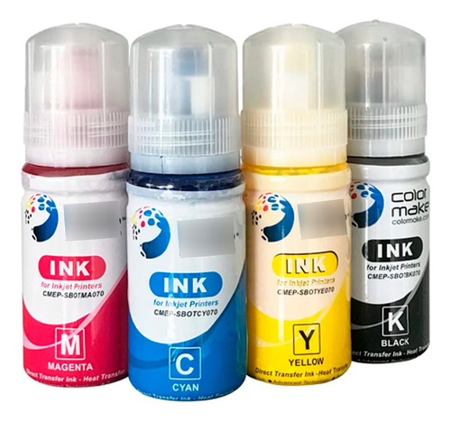 Pack 4 Tinta Sublimar Sublimación Color Make Cmyk 70ml 