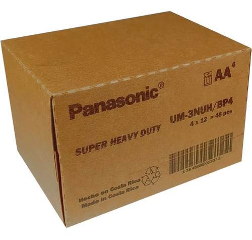 Caja De 48 Pilas Carbon C. Panasonic Aa 12 Paquetes Original