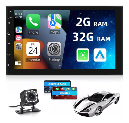 Estéreos De Coche Carplay Y Android Auto 2 Din Bt Wifi+cámar