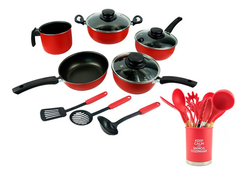 Conjunto De Panelas Antiaderente + Utensílios De Cozinha