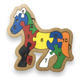 Brinquedo Pedagógico Quebra-cabeça Cavalo Numérico Em Mdf