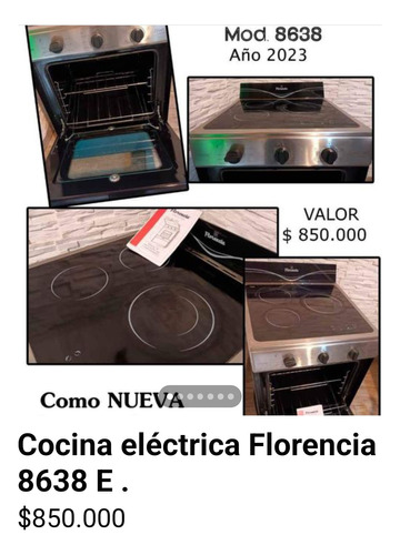 Cocina Eléctrica Florencia 8638 Clase E . 6 Meses De Uso.c/g