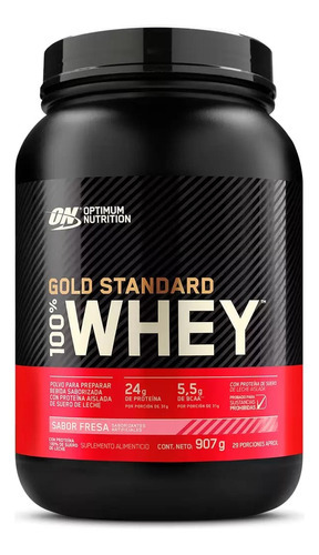 Proteina On Gold Standard 100% Whey 907 G Sabor Fresa Optimum Nutrition