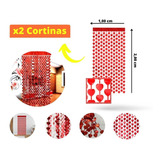  2 Cortina Metalizada Coração Vermelho 2x1 Mt