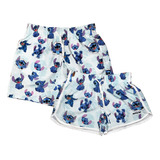 Kit Short Casal Stitch Desenho Combinando Conjunto