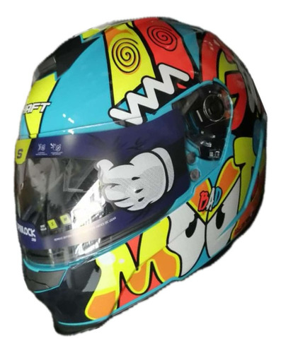 Casco Sh502 Azul Amarillo Lazy Cerrado Talla L