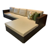 Sofa 3 Lugares E Chaise 160cm Fibra Sintética Area Externa Cor Opcional