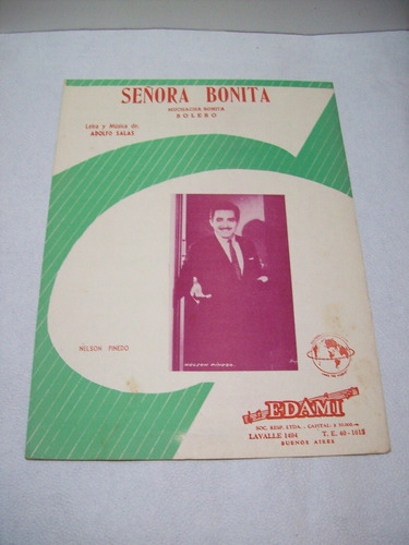 Adp Partitura Señora Bonita Bolero Adolfo Salas / Ed. Edami