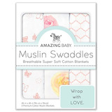 Increible Bebe Muselina De Algodon Swaddle Mantas Rosa Rosad