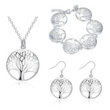 Conjunto De Joyas Árbol De La Vida, Plata 925