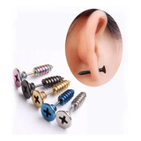 2aretes Par Tornillo Negro Piercing Acero Quiru Envíogratis 