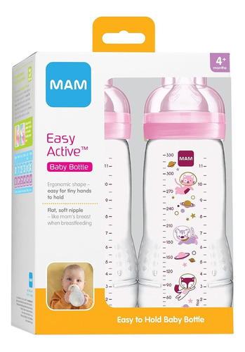 Teteros Mam 4+ Meses En Adelante Pack X2 Color Rosado