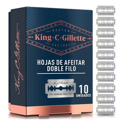 Cuchillas de afeitar King C. Gillette doble filo, 10 und, repuestos rastrillo | Meses sin interés