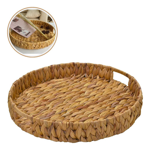 Cesta Bandeja De Palha Seagrass Grande Decoração Boho 38x6cm