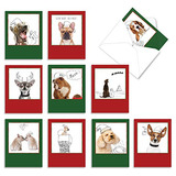 10 Tarjetas De Navidad Blanco Mascotas Gatos Y Perros, ...